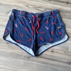 Jane and Bleecker Blue and Red Athletic Shorts with Lobster Print